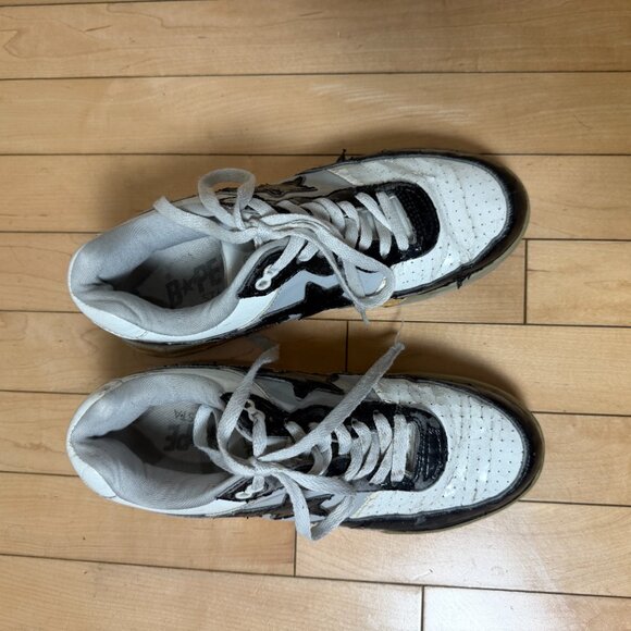 BAPE Black & White Star Sneakers Size Men's 5.5/ Women's 7.5 - Picture 5 of 12